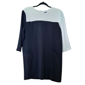 🇨🇦 Valérie Dumaine Colorblock Shift Dress – Black & White – Size M